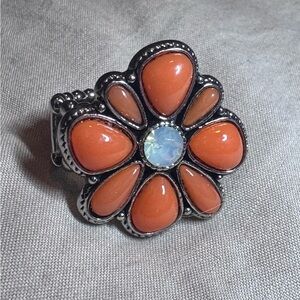 Paparazzi Orange Blossom Ring with Silver Details